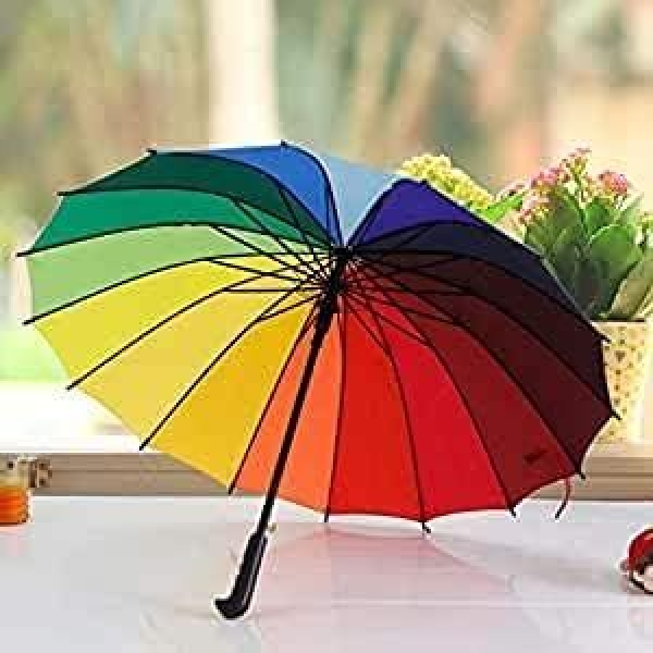 Rainbow Umbrella, Umbrella Large, Compact, Windproof For Kids, Girls, Women - Image 3