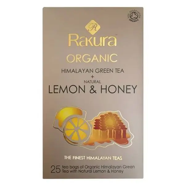 Rakura Himalayan Organic Green Tea + Natural Lemon & Honey (100 Tea Bags) ENV