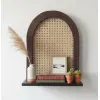 Rattan Shelf Wooden Mesh Decoration Wall Décor Beautiful Home Office Shelves - Strong Wooden Arch Frame in Brown 1pc