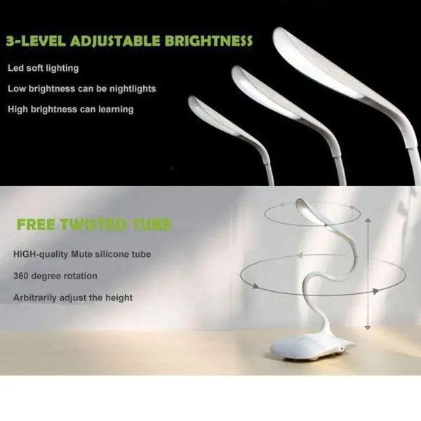 Rechargeable led Desk Study Table Night Lamp Touch Control On Off - Image 2