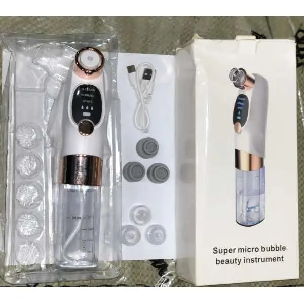 Rechargeable Super Micro Bubble Beauty Instrument Hydra Facial Blackheads Pore Vacuum Cleaner Device - Image 3