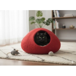 Red Color Handmade Eco Friendly Felt Cat House