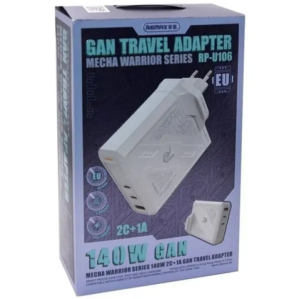 Remax 140W Gan Travel Adapter 2C+ 1A - Image 2