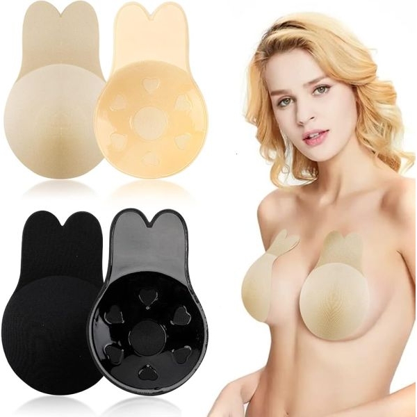 Reusable Sticky Push Up Nipple Cover-(Beige) | Self Adhesive Reusable Beige Push Up Nipple Cover | Lingerie Accessory For Women - Image 2