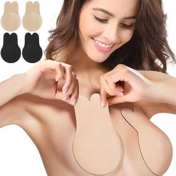 Reusable Sticky Push Up Silicone Nipple Cover For Women - Black and Beige | Fashion Reuseable Nipple Cover For Backless Dresses - Image 3