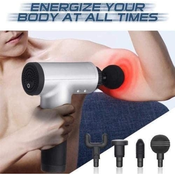 RF Portable Electric Fascial Gun RH-320 Massage Tool For Pain Relief Mini Gun Massager With 4 Heads Massager For Pain Relief & Recovery Portable Handheld Electric - Image 2