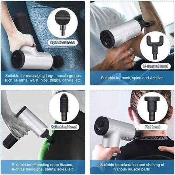 RF Portable Electric Fascial Gun RH-320 Massage Tool For Pain Relief Mini Gun Massager With 4 Heads Massager For Pain Relief & Recovery Portable Handheld Electric - Image 3