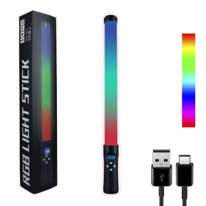 RGB Handheld LED Light Wand Rechargeable Photography Light Stick Bi-color 3000K-6500K Dimmable for Live Streaming Video Shooting