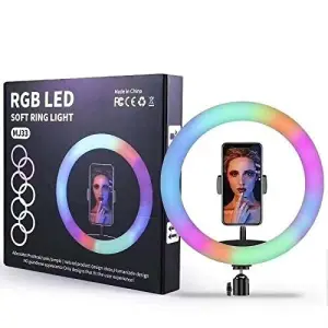 RGB Ring Light 33cm Dimmable LED Ringlight Tripod Stand Phone Holder Makeup Photography Selfie