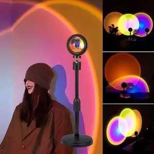 RGB Sunset Light Rainbow Floor Lamp with Stand and USB Charging Wall Decoration Light Control For Photography and Videography