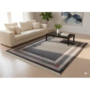 RH34 Grey 172 Cm x 190 Cm 60 Knots Handknotted Nepali Carpet
