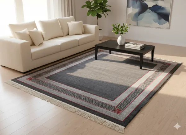 RH34 Grey 172 Cm x 190 Cm 60 Knots Handknotted Nepali Carpet