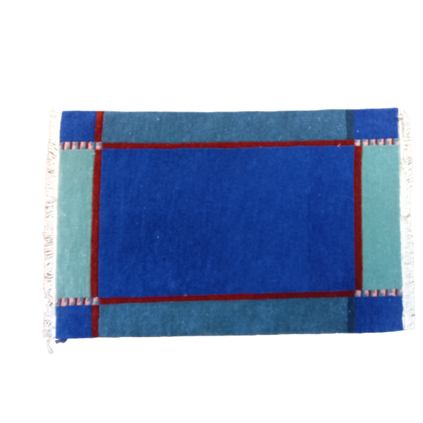 RH41 Ink Blue Color 60 Cm x 93 Cm 60 Knots Handknotted Woolen Nepali Carpet - Image 4