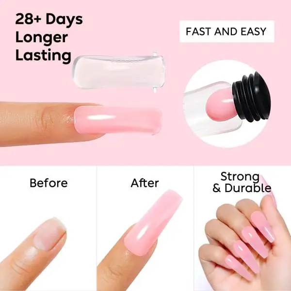 RINO Glass Crystal Nail Extension Polygel for Nail Technicians Nail Building Gel Nail Extension Tool UV Light Curing Nail Technician Nail Salon Beauty Tool 15ml - Image 2