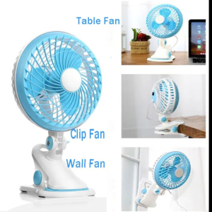 Rongxin Portable USB Mini Fan 3 Blades – Clip-On & Table Desk Fan with Europe Plug for Home & Office