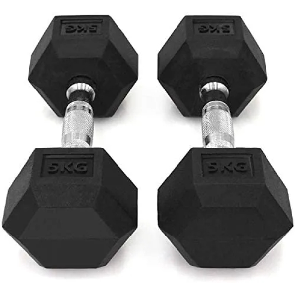 Rubber Coated Dumbbell With Chrome Casted Handle dumbbell set - Image 2