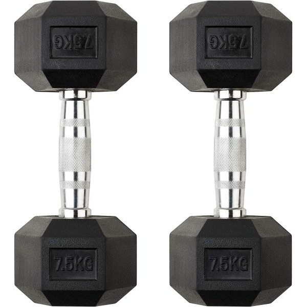 Rubber Coated Dumbbell With Chrome Casted Handle dumbbell set - Image 3