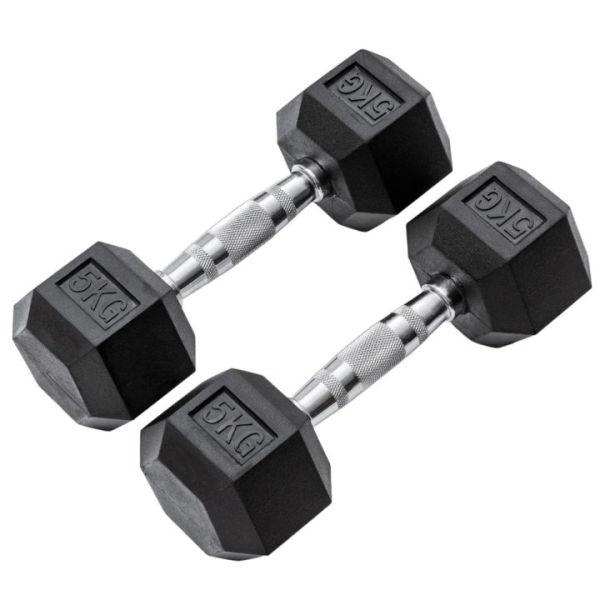 Rubber Coated Dumbbell With Chrome Casted Handle dumbbell set - Image 4