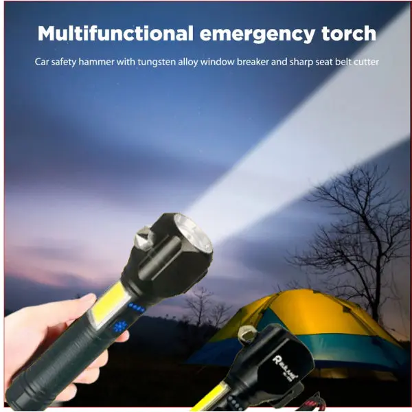Ruilang RL-233 Multifunctional High Power Telescopic Rechargeable Torch With RGB LED Flashlight - Image 3