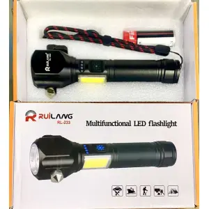 Ruilang RL-233 Multifunctional High Power Telescopic Rechargeable Torch With RGB LED Flashlight