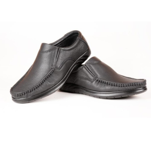 Run Shoes Black Leather Slip-On Loafers For Men (3041)