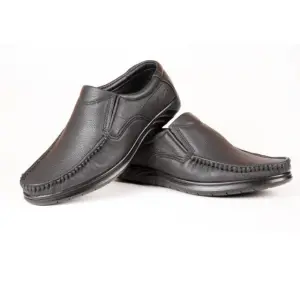 Run Shoes Black Leather Slip-On Loafers For Men (3041)