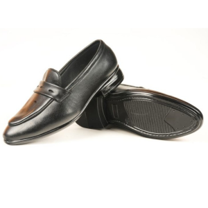 Run Shoes Black Leather Slip-on Penny Loafers for Men (2258)