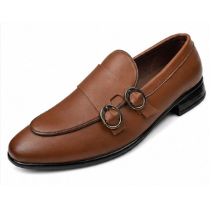 Run Shoes Double Buckle Coffee Loafers (2289)