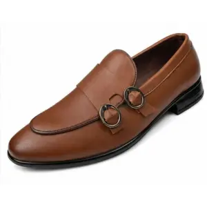 Run Shoes Double Buckle Coffee Loafers (2289)