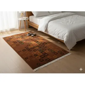 Rusty Modern Nepali Hand-Knotted Galaicha - 60 Knots, 94x157 Cm