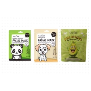 SADOER Cartoon Fresh Fruit Facial Masks Pack Of 3 Moisturizing Soothing Brightening Hydrating Face Mask for Facial Skin Care