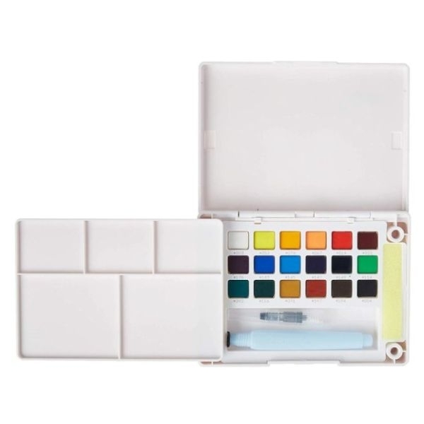 Sakura Koi 18 Colors Pocket Watercolor Set with Long Water Brush | Travel Friendly Artist Water Colours - Image 2