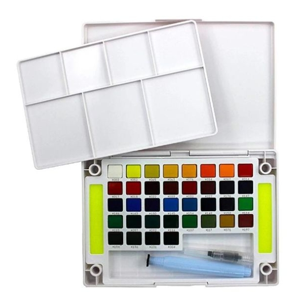 Sakura Koi 36 Colors Pocket Watercolor Set with Long Water Brush | Professional & Travel Friendly Artist Water Colours - Image 3