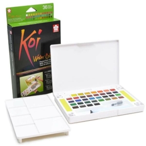 Sakura Koi 36 Colors Pocket Watercolor Set with Long Water Brush | Professional & Travel Friendly Artist Water Colours
