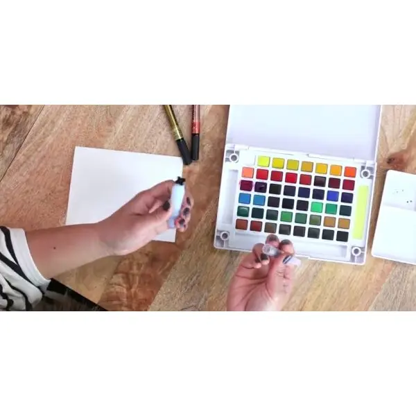 Sakura Koi 48 Colors Pocket Watercolor Set with Long Water Brush | Professional Artist & Travel Friendly Water Colours - Image 2