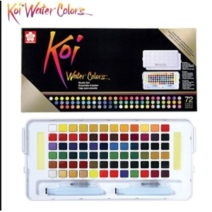 Sakura Koi 72 Colors Pocket Watercolor Set with Long Water Brush | Premium Professional Artist & Travel Friendly Water Colours