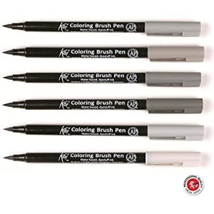 Sakura Koi Coloring Brush Pen Set Of 6 Grey Shades By Mitrata