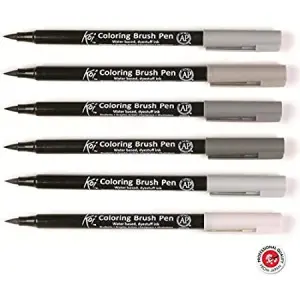 Sakura Koi Coloring Brush Pen Set Of 6 Grey Shades By Mitrata