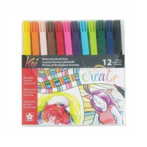 Sakura Koi Coloring Brush Pens 12 Color Set | Flexible Brush Tip Markers for Art & Coloring