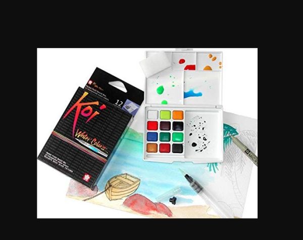 SAKURA KOI Water Colors – 12 Color Set with Water Brush | Portable Watercolor Painting Set - Image 3