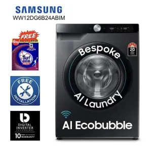 SAMSUNG 12 Kg WW12DG6B24ABIM Digital Inverter Washing Machine With AI Control WiFi Embedded & Smart Thing Connectivity