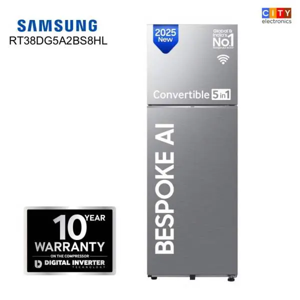 SAMSUNG 350 Litres Bespoke 5 In 1 Convertible AI WiFi Double Door Refrigerator RT38DG5A6BS8HL - Image 2