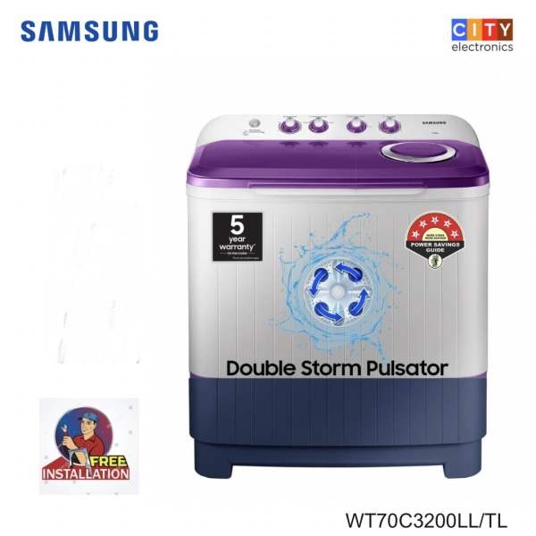 SAMSUNG 7 Kg Semi-Automatic Top Load Washing Machine With Double Storm Pulsator & Air Turbo Dry WT70C3200LL/TL - Image 2