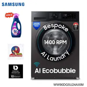 SAMSUNG 9 Kg Washing Machine AI Eco Bubble WiFi Embedded & Smart Thing Connectivity WW90DG5U24AXIM
