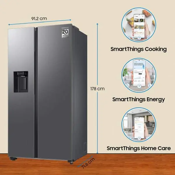 SAMSUNG RS78CC8543SL/IM 633 Litres SBS 5-1 Convertible DIT Twin Cooling Plus™ Refrigerator - Image 5