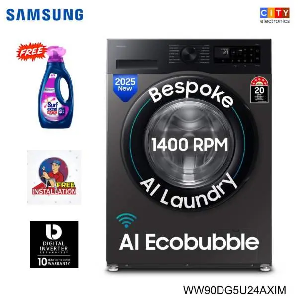SAMSUNG WW90DG5U24AXIM 9 Kg Washing Machine With AI Eco Bubble WiFi Embedded & Smart Thing Connectivity - Image 2