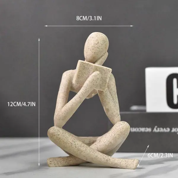 Sand Abstract Reading Books Figurine Thinker Statue Resin Sculpture - Image 2