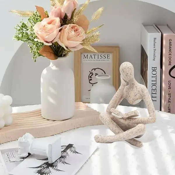 Sand Abstract Reading Books Figurine Thinker Statue Resin Sculpture - Image 3