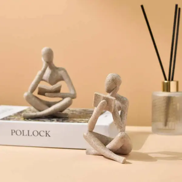 Sand Abstract Reading Books Figurine Thinker Statue Resin Sculpture - Image 4