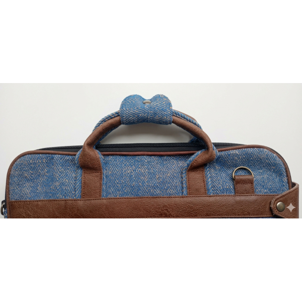 Sea Blue Hemp & Cotton Office Bag with Leather Accents - Multi-Compartment Laptop Briefcase - Handcrafted in Nepal - Eco-Friendly Professional Bag - Image 5